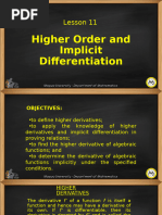 Lesson 11-Higher Order and Implicit Differentiations