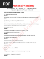 2021 CH 6 Tissues Science IMP Questions