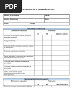 Guía de Observación Al Desempeño Docente.