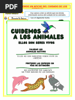 Ficha Comunicación - 2 A - Sesion Vi - Leemos Un Afiche Sobre El Cuidadod de Animales