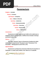 Microsoft Word - External Structure of Paramecium