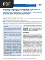 The Prevalence of Underweight, Overweight, Obesity and The of Exercise and Diet On Body Weight Among Medical Students