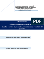 Guia de Ejercicios No. 1 Función de Producción, Curvas Isocuantas y Equilibrio Del Productor 2024