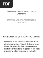 Acknowledgement Under Law of Limitation