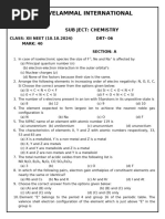 The Velammal International School: Sub Ject: Chemistry