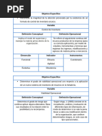 Cuadro de Variables