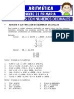 Problemas de Operaciones Con Numeros Decimales para Sexto de Primaria