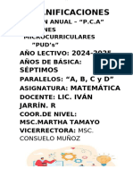 Planificacion de Nivelacion 2024 Septimos Grados Matematicas