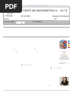 .º Teste de Matemática A 12.º: 1 05/12/2023 90 Minutos Nome: O Professor