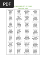 Spelling Bee List of Words Junior 1 23-24