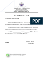 Certificate of Non Issuance of Id