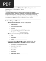 Questionnaire For Successful Stakeholder Analysis