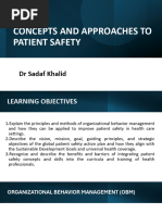 Concepts and Approaches To Patient Safety