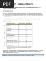 U of M DDS Requirements