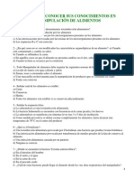 Test para Conocer Sus Conocimientos de Manipulacion de Alimentos