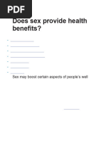 Does Sex Provide Health Benefits