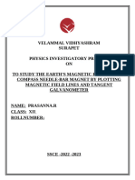 XII PHYSICS INVESTIGATORY PROJECT Earth Magnetic Field Using Tangent Galvanometer