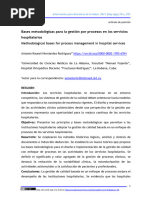 Bases Metodológicas para La Gestión Por Procesos en Los Servicios Hospitalarios