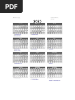 2025 Yearly Business Calendar Week No 05