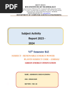 Subject Activity Report 2023 - 2024: VI Semester B.E