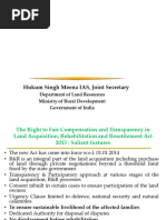 Presentation On RFCTLARR Act, 2013 March 22, 2018: Hukum Singh Meena IAS, Joint Secretary