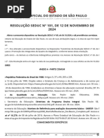 Resolução Seduc #101, de 12 de Novembro de 2024