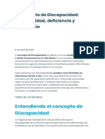 El Concepto de Discapacidad, Minusvalía y Deficiencia