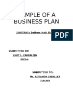 Sample of A Business Plan: Jinkyan'S Setters Hair Studio