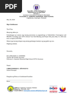 Communication Letter For SIP Finalization