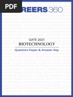 GATE 2021 Biotechnology Question Paper & Answer Key - 1730020471032