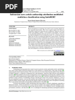 Indonesian News Article Authorship Attribution Multilabel Multiclass Classification Using IndoBERT