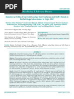 Resistance Profile of Bacteria Isolated From Surfaces and Staffs Hands in Bacteriology Laboratories in Togo 2021