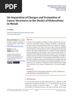 On Separation of Charges and Formation of Linear Structures in The Nuclei of Dislocations in Metals