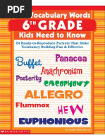 240 Vocabulary Words Kids Need To Know - Grade 6