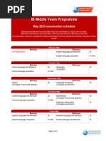 IB MYP May 2025 Exam Schedule