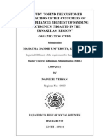 A Study To Find The Customer Satisfaction of The Customers of Home Appliances Segment of Samsung Electronics India Limited in The Ernakulam Region