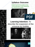 Syllabus Outcome: 2. INVESTIGATE The Evidence That Led To The Discovery of The Expansion of The Universe by Hubble