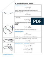 Circular Motion Formula Sheet