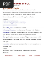 DDL Commands of SQL