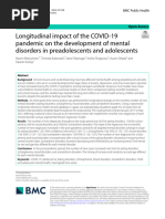 Longitudinal Impact of The COVID-19 Pandemic On The Development of Mental Disorders in Preadolescents and Adolescents