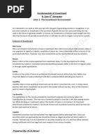 Fundamentals of Investment B. Com 6 Semester Unit: 1. The Investment Environment