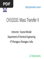 CH31010: Mass Transfer II: Instructor: Sourav Mondal Department of Chemical Engineering IIT Kharagpur, Kharagpur, India