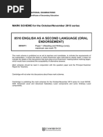 0510 English As A Second Language (Oral Endorsement) : MARK SCHEME For The October/November 2013 Series