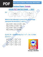 DSSSB PGT Maths Female Paper 2021 (Nitin Sir)