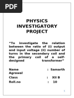 To Investigate Relation Between The Ratio of Input and Output Voltage and Number of Turns of A Self Designed Transformer