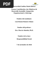 Ensayo Contribución A Los Objetivos de Desarrollo Sostenible