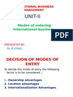 IB-UNIT-II Modes of Entries