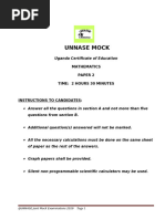 Unnase Mock: Mathematics Paper 2 Time: 2 Hours 30 Minutes