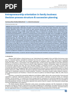 Entrepreneurship Orientation in Family Business: Decision Process Structure & Succession Planning