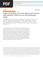 Single-Cell Analysis of Human Glioma and Immune Cells Identi Es S100A4 As An Immunotherapy Target